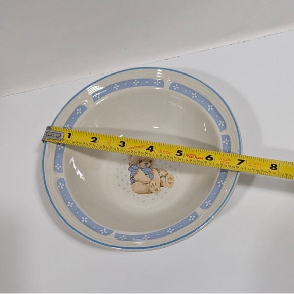 Tienshan Stoneware Teddy Bear Blue Floral Rim Childs Bowl - Picture 2 of 11